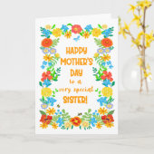 Moederdag Voor Zus met  Bloemengrens Kaart (Gele Bloem)