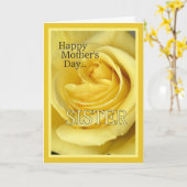 Moederdag voor zuster-Gele Rose Kaart (Gele Bloem)
