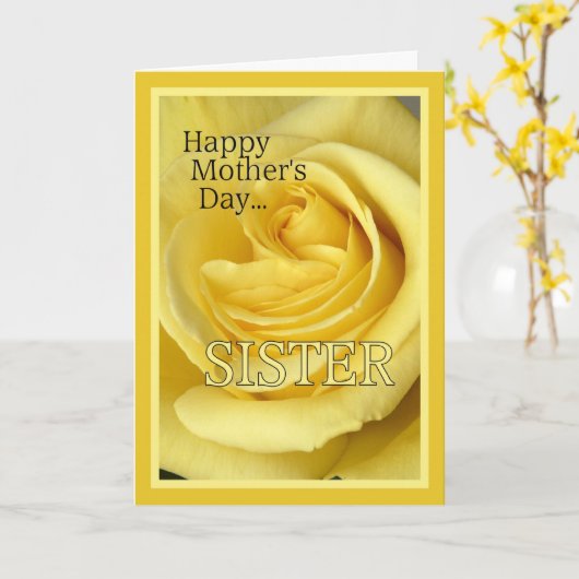 Moederdag voor zuster-Gele Rose Kaart (Gele Bloem)