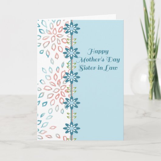 Moederdag voor Zuster in Wet met Bloemen Kaart (Voorkant)