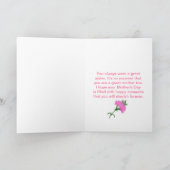 Moederdag voor zuster met roze anjers kaart (Binnen)