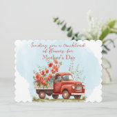 Moederdag Vrachtwagen vol Bloemen Feestdagenkaart (Staand voorkant)