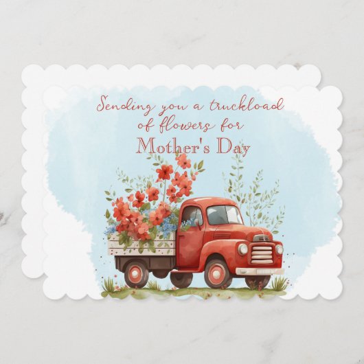 Moederdag Vrachtwagen vol Bloemen Feestdagenkaart (Voorkant / Achterkant)