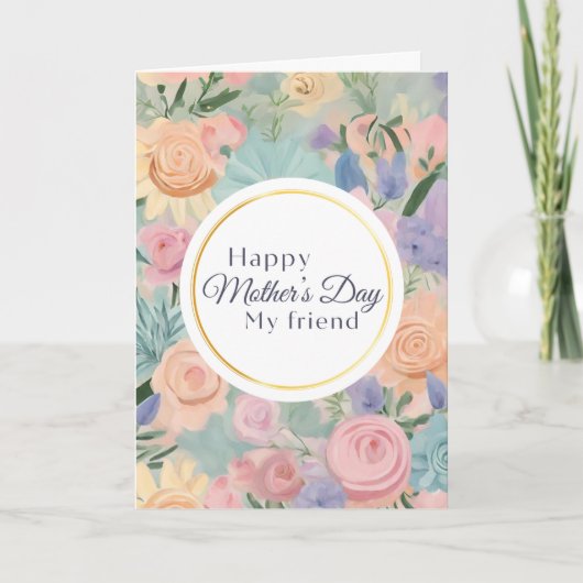Moederdag vriend Pastel Bloementuin Kaart (Voorkant)