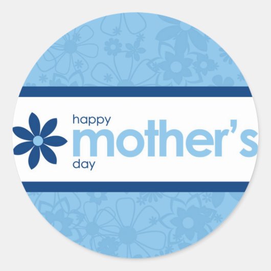 Moederdag Vrolijke Blauwe Bloemen Sticker (Voorkant)