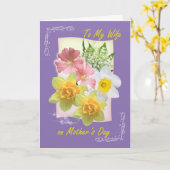 Moederdag, Vrouw. Gele narcis, lelietje-van-dalen Kaart (Gele Bloem)