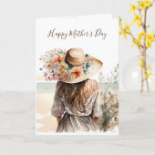 Moederdag vrouw met doorsnede Pet Kaart (Gele Bloem)