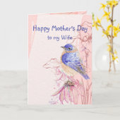 Moederdag vrouw met liefde Bluebird Garden Bird Kaart (Gele Bloem)