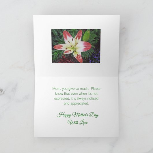 Moederdag Waardering /  DAYLILY Kaart (Binnen)