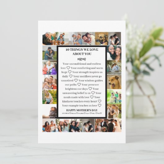Moederdag Waardering | Moederdag 22 Foto Collage Feestdagenkaart (Staand voorkant)