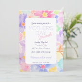 Moederdag Watercolor Bloemen Brunch Uitnodiging (Staand voorkant)