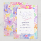 Moederdag Watercolor Bloemen Brunch Uitnodiging (Voorkant / Achterkant)