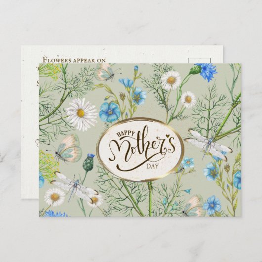 Moederdag Waterverf bloemen Bijbelversie Briefkaart (Voorkant / Achterkant)