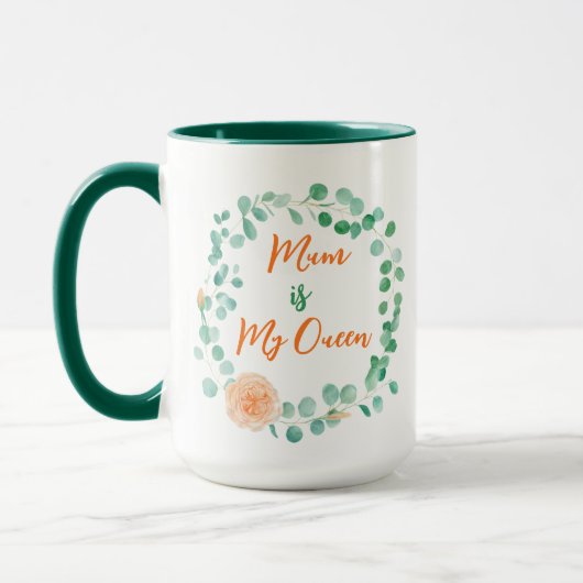 Moederdag waterverf Bloemenkrans Koffie Mok (Links)