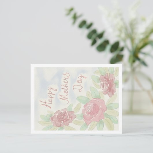 Moederdag waterverf briefkaart (Staand voorkant)