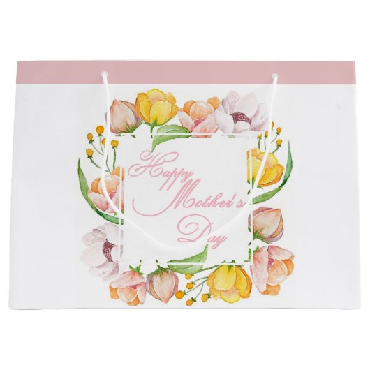 Moederdag waterverf floraal groot cadeauzakje (Voorkant)
