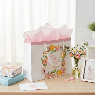 Moederdag waterverf floraal groot cadeauzakje