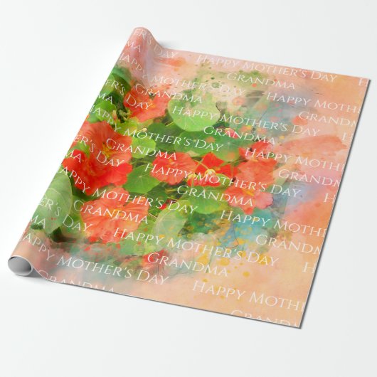 Moederdag Waterverf Floral Cadeaupapier (Uitgerold)