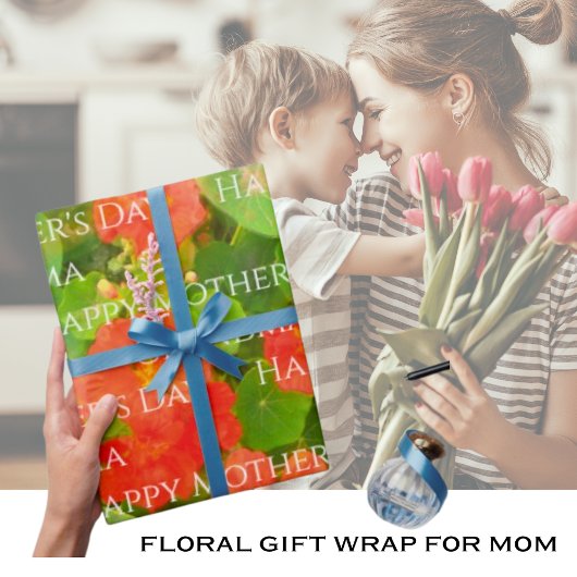 Moederdag Waterverf Floral Cadeaupapier