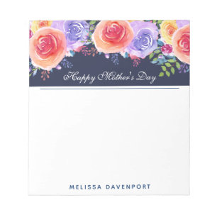 Moederdag Waterverf Flowers Border Notitieblok