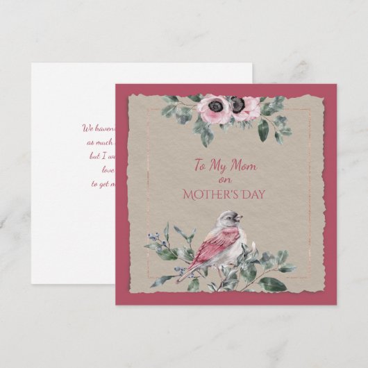 Moederdag Waterverf Flowers en Bird (Voorkant / Achterkant)