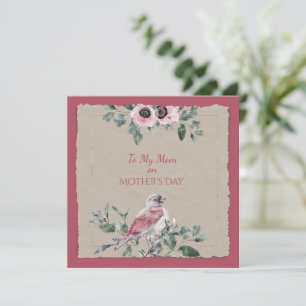 Moederdag Waterverf Flowers en Bird