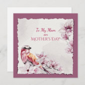 Moederdag Waterverf Flowers en Bird (Voorkant / Achterkant)