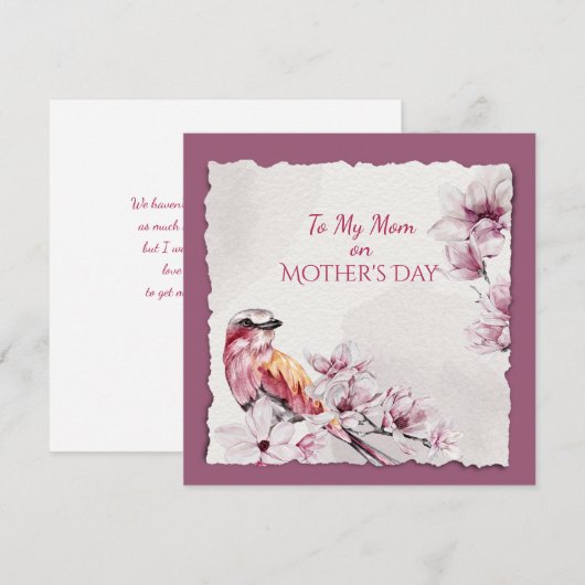 Moederdag Waterverf Flowers en Bird (Voorkant / Achterkant)