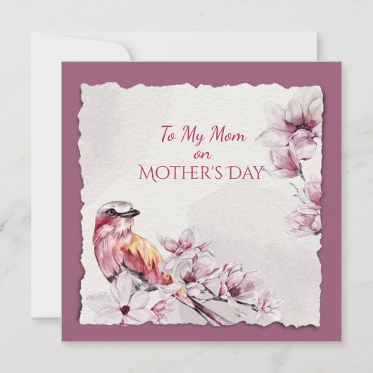 Moederdag Waterverf Flowers en Bird (Voorkant)