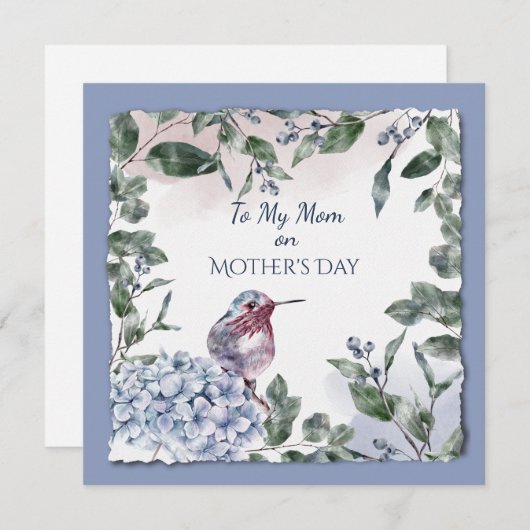 Moederdag Waterverf Flowers en Bird (Voorkant / Achterkant)