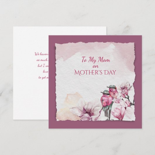 Moederdag Waterverf Flowers en Bird (Voorkant / Achterkant)