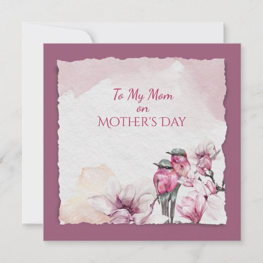 Moederdag Waterverf Flowers en Bird (Voorkant)