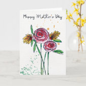 Moederdag Waterverf Flowers Wenskaart Kaart (Gele Bloem)