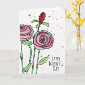 Moederdag Waterverf Flowers Wenskaart Kaart (Gele Bloem)