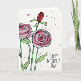 Moederdag Waterverf Flowers Wenskaart Kaart
