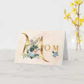 Moederdag Waterverf Gold Look Floral Moeder Kaart (Gele Bloem)