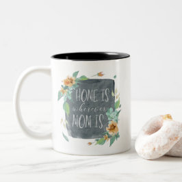 moederdag Waterverf Home is waar mama is Tweekleurige Koffiemok