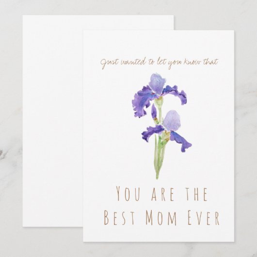 moederdag waterverf paarse iris - bloemkaart kaart (Voorkant / Achterkant)