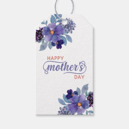 Moederdag Waterverf Purple Flowers Cadeaulabel