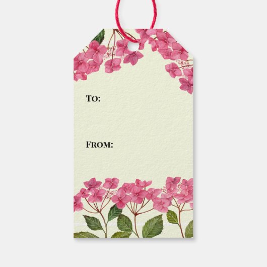 Moederdag Waterverf Roze Hydrangea Lacecaps Cadeaulabel (Achterkant)