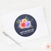 Moederdag Waterverf Rozen Bloemen Boeket Ronde Sticker (Envelop)
