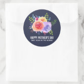 Moederdag Waterverf Rozen Bloemen Boeket Ronde Sticker (Tas)