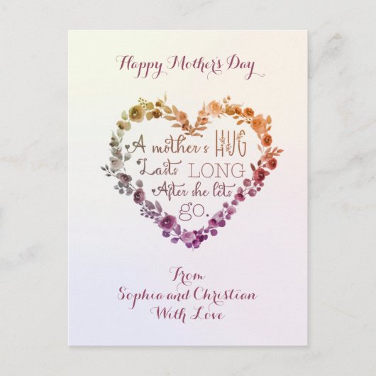 Moederdag Waterverf ventilatorhartslag Vintage Feestdagenkaart (Voorkant)