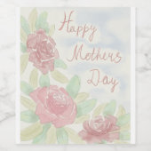 Moederdag waterverf wijn etiket (Enkel label)