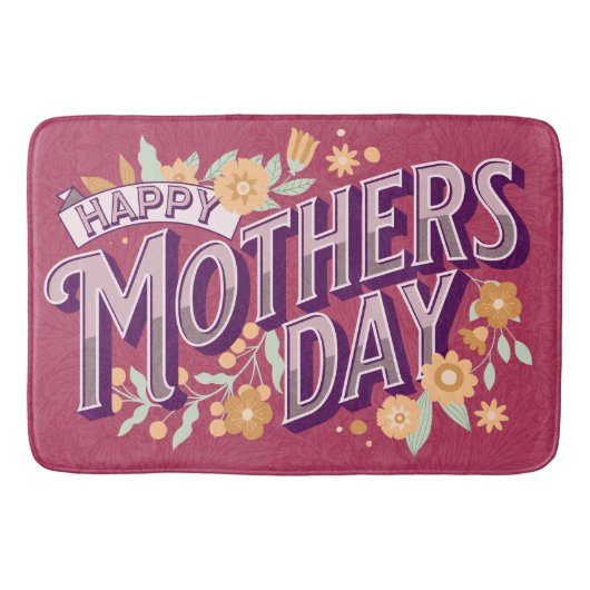  Moederdag Wavy Typography Cadeau Badmat (Voorkant)