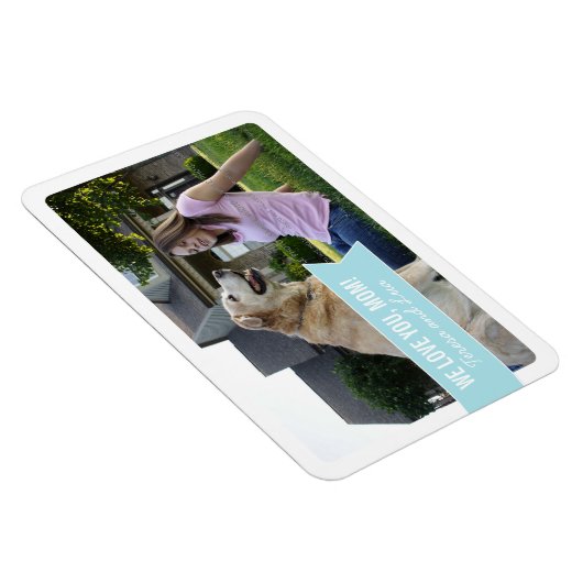 Moederdag We houden van mam White Blue Banner Foto Magneet (Rechterzijde)