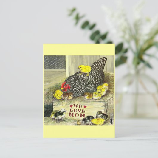 Moederdag: We houden van mama! Briefkaart (Staand voorkant)