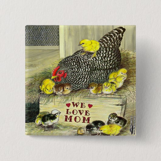 Moederdag: We houden van mama! Vierkante Button 5,1 Cm (Voorkant)
