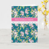 Moederdag Welsh Groet Roze Appelbloesem Kaart (Gele Bloem)