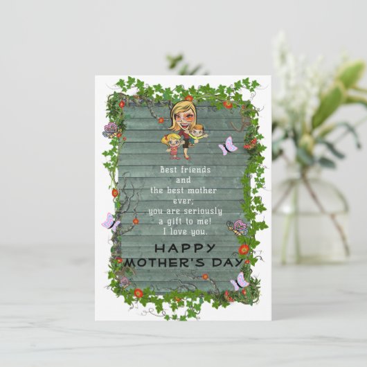 Moederdag wenskaart kaart (Staand voorkant)